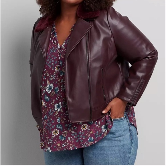 Lane Bryant Jackets & Blazers - Faux-Leather Moto Jacket Size 28